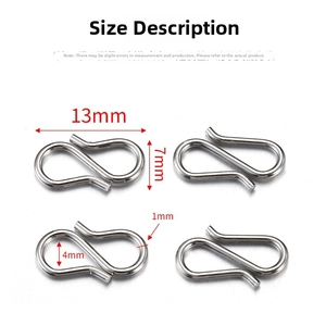 Macro shot of 13x7mm stainless steel S-hook connectors for DIY jewelry making