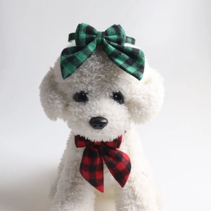 Adjustable Pet Collar Plaid Bowknot And Bandana And Sunflower Pattern With Bell Cat Head Safety Buckle Polyester Fabric