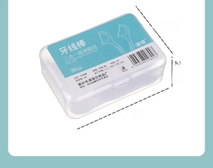 Detail view of 30-pack dental floss picks in a transparent PP storage box, 7.5x5.5x2.5cm size