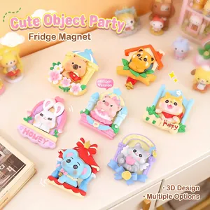 3D Cartoon Animal Refrigerator Magnets Resin Cute Capybara Shiba Inu Fridge Magnet Blind Box For Home Kitchen Decor Party Gift