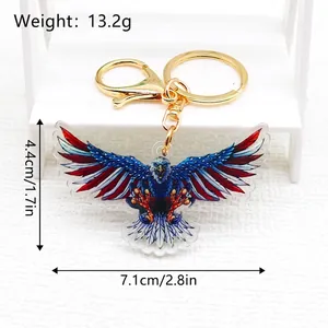 American flag eagle acrylic keychain with gold clasp for backpacks and car accessories