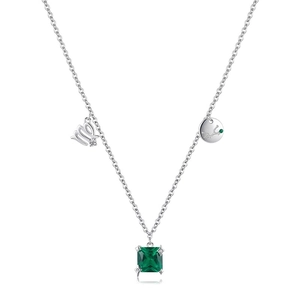 S925 Sterlingsilber Jungfrau Sternzeichen Halskette mit grünem Zirkonia Anhänger