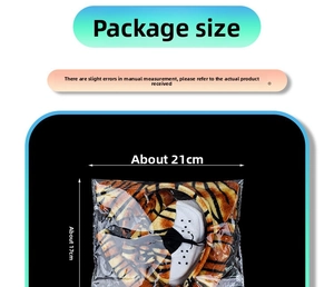 Tiger stripe plush headband set shown in packaging with dimensions 21cm by 17cm