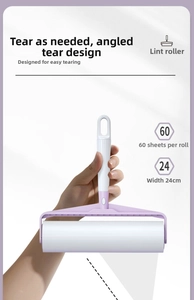 Detailed 24cm wide lint roller with easy diagonal tear sheets for hair removal