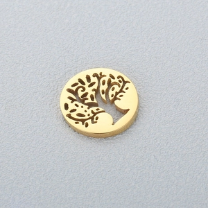 Minimalist gold stainless steel hollow tree of life pendant necklace accessory