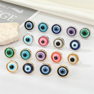 Vintage Evil Eye Stud Earrings Round Resin Glitter Colorful Geometric Fashion Jewelry For Women