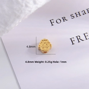Macro detail of 4.8mm S925 silver gourd bead for jewelry making with 1mm hole