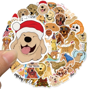 Gros plan d'autocollants Golden Retriever en PVC étanche aux jolis motifs de chiens
