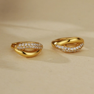 Luxury S925 Sterling Silver Zirconia Hoop Earrings 18K Gold Plated Micro Inlay Geometric Circle Ear Buckle Fashion Jewelry For Women