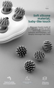 Detail of soft silicone nodes on the smart scalp massager for deep root hair massage