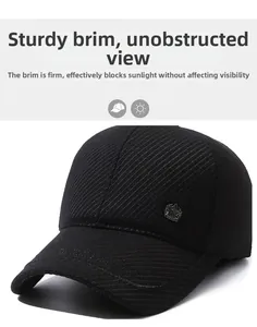 Close-up of black men's baseball cap featuring a premium textured fabric and star metal badge