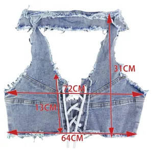 Tabella taglie dettagliata per pantaloncini di jeans a vita alta con misure in centimetri