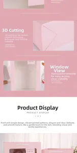 Sac cadeau rose avec fenêtre transparente en PVC et anses robustes en coton blanc