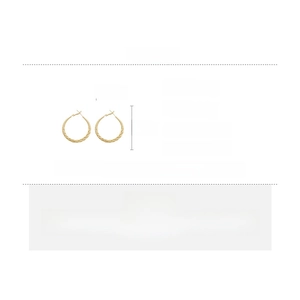 Detailed dimensions of 4cm twisted gold hoop earrings with silver needles and iron material