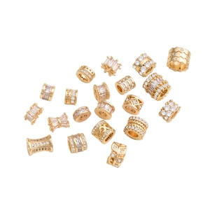14K gold plated wheel spacer beads set with micro-inlaid zircon for DIY jewelry making