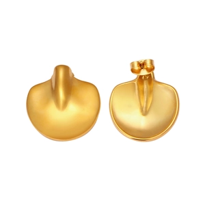 Polished 18K gold geometric shell stud earrings with secure butterfly backings