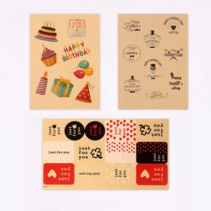 Kraft paper decorative gift stickers featuring Birthday and Father's Day themes