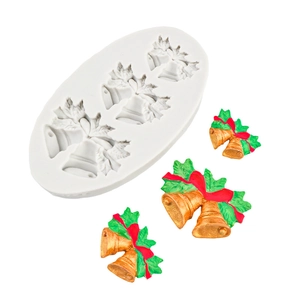 Christmas holly bell silicone mold for fondant cake decorating and DIY chocolate crafts