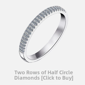 Macro shot of 2.5mm double-row half-eternity silver ring with sparkling micro-pave stones