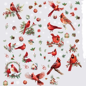 Weihnachtsfensterbilder mit Kardinalvögeln Stechpalmenbeeren und Kiefernzweigen für die Deko