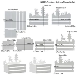Tabla de tallas con dimensiones de moldes de silicona para cesta de flores navideñas DIY