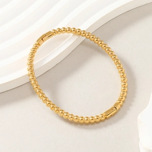 Bracciale minimalista a sfere dorate in acciaio inossidabile con fibbia a O su base