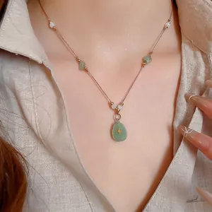 Collier Corde Tissé Main Rétro Avec Pendentif Pierre Étoile Croix Et Accents En Cuivre Pour Femme