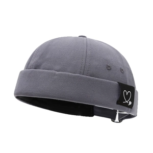 Dark grey minimalist Miki hat with heart patch and adjustable metal buckle
