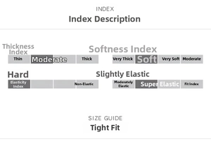 Detaillierte Größentabelle und Stoff-Index für das bedruckte Vintage-Minikleid