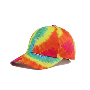 Colorful tie-dye baseball cap with curved brim for sun protection and trendy casual style