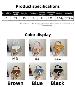 Tableau détaillé des tailles et dimensions pour le sac à main en paille tressée élégant