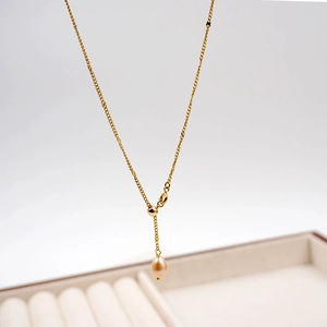 Collier réglable en acier titane avec perle goutte pour les vacances d'été à la mer