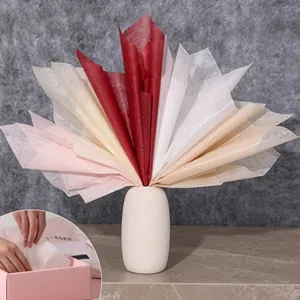 Detail of soft milk cotton floral inner liner paper in various colors for bouquet wrapping