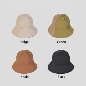 Cappello da sole in lino da donna a tesa larga in beige, verde, kaki e nero