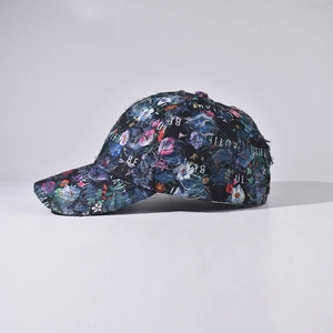 Distressed baseball cap with vintage floral lace pattern and Beautiful embroidery