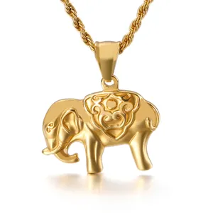 Pendentif Éléphant Rétro Acier Inoxydable Gravé Nuage Auspicieux Hip Hop Bijoux Vintage Accessoire Mixte