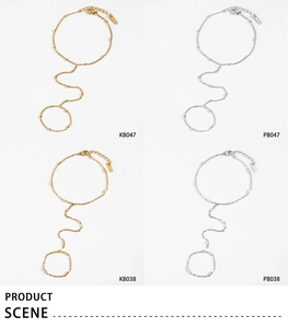 Detailed comparison of gold and silver stainless steel hand chains with beads and bars