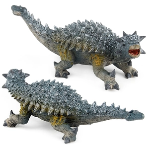 Figura realista de Ankylosaurus gris con armadura de púas y textura de escamas