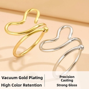 Détail de bagues vagues plaquées or sous vide avec haute brillance et finition durable