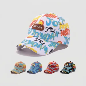 Kids graffiti baseball cap with GROOVE leather patch in multiple stylish colors