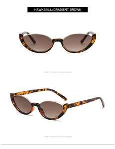 Detail view of tortoiseshell cat-eye sunglasses with gradient brown lenses and texture