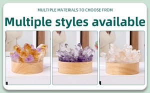 Detailed comparison of natural crystal night lights on wooden bases with USB ports