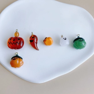 Halloween Charms Resin Pumpkin Ghost Pendants For DIY Jewelry Making Festive Earring Necklace Accessories Cartoon Cute