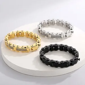 Mens Bicycle Chain Bracelet 316L Stainless Steel Industrial Hip Hop Motorcycle Style Bangle For Husband Cool Jewelry