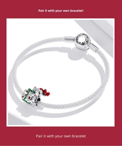 Silver snake chain bracelet with Christmas charms and Love Forever engraving detail