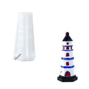 DIY Mediterranean lighthouse silicone mold with finished hand-painted tower model