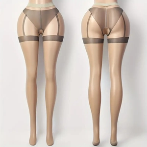 Vorder- und Rückansicht der halterlosen Strumpfhose in Übergröße mit offenem Schritt