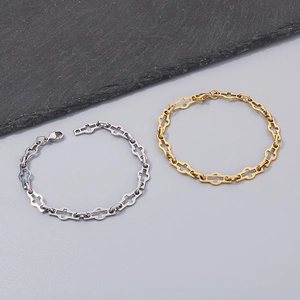 Minimalist stainless steel necklaces with hollow cross links in gold and silver finish