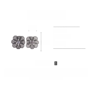 Detail view of black hollow floral earrings with copper and zircon material dimensions