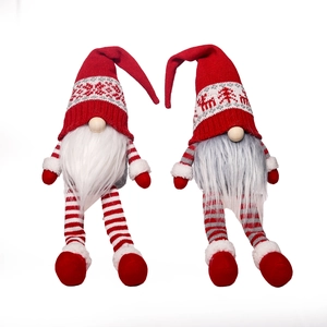 Christmas knitted gnome set with reindeer hats and long legs for home holiday decor